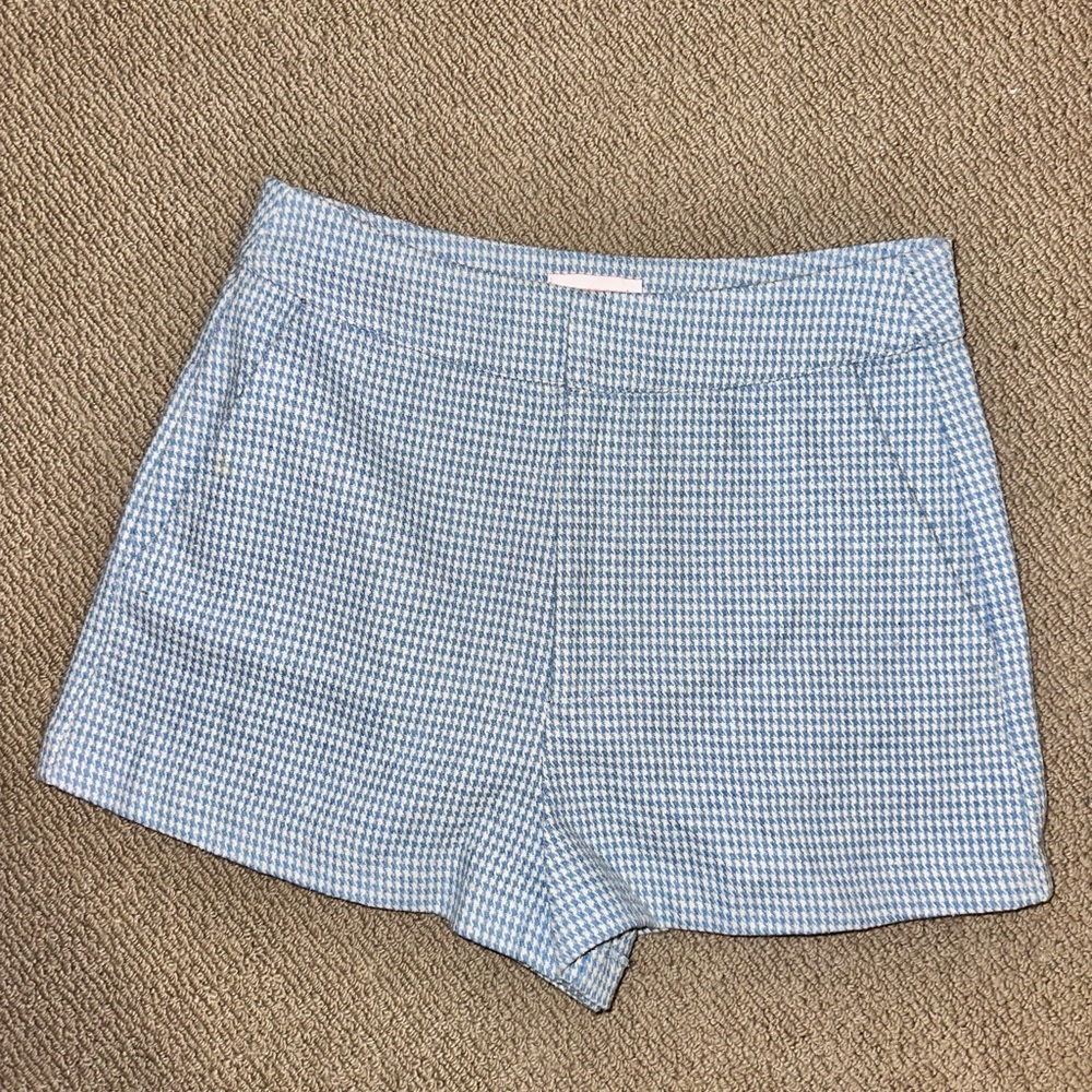 re:named Light Blue Houndstooth Shorts